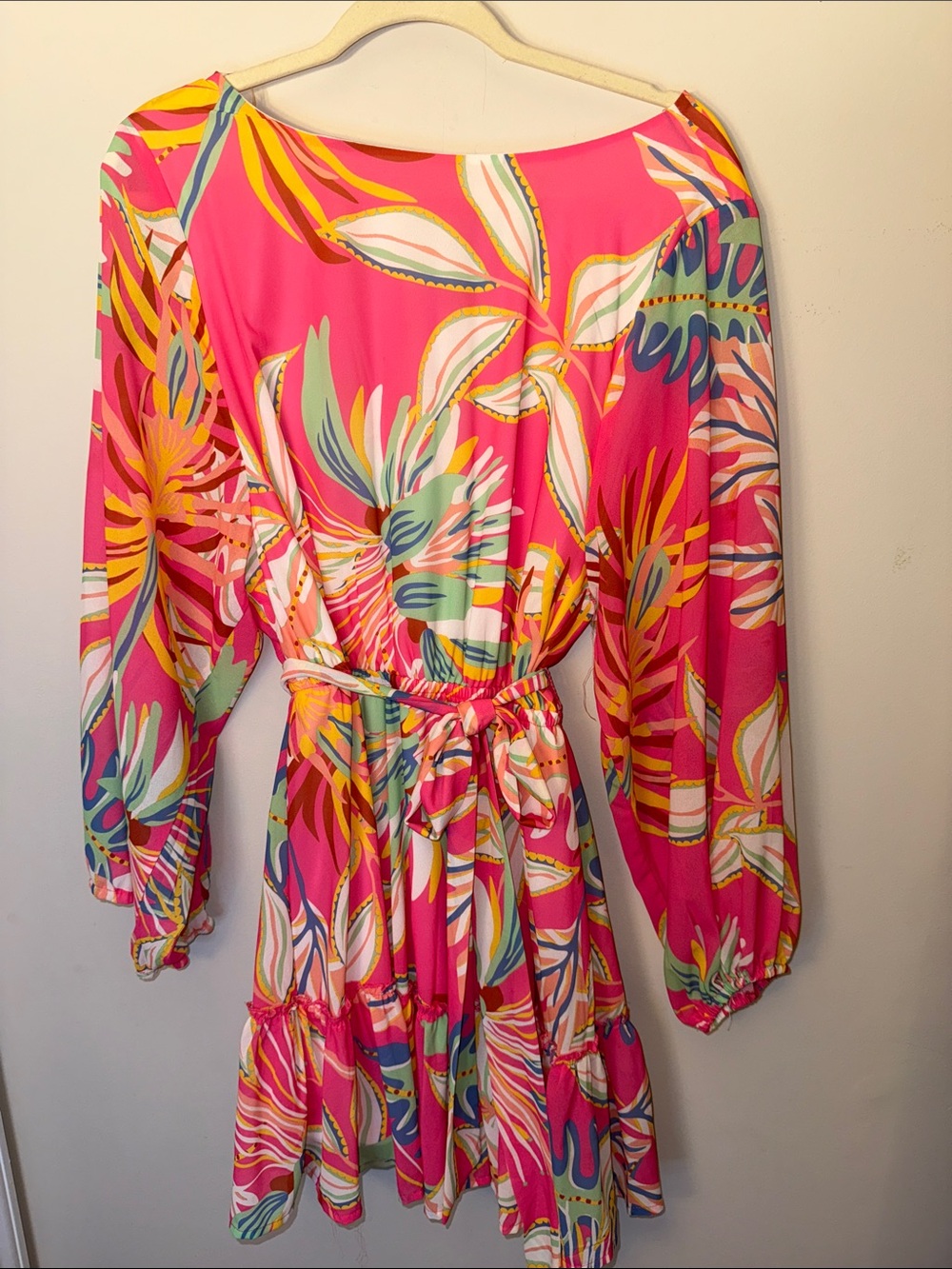 Flying Tomato Pink and Yellow Tropical Print Dress - Picture 2 of 5
